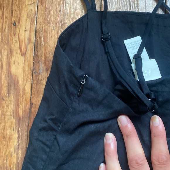 h&m linen blend strappy mini dress zipper on side - Picture 6 of 6